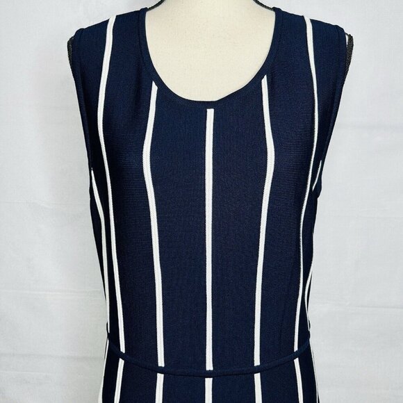 Calvin Klein Sweater Dress Size M Sleeveless Long Navy Blue Striped - Picture 2 of 10